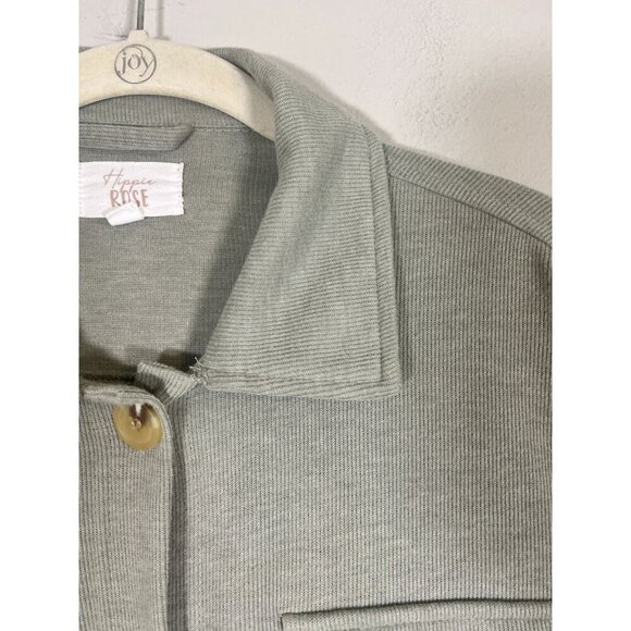 Retro Shacket Green S Ribbed Oversized Boho Western Neutral Classic Outdoors 80s - Picture 6 of 10